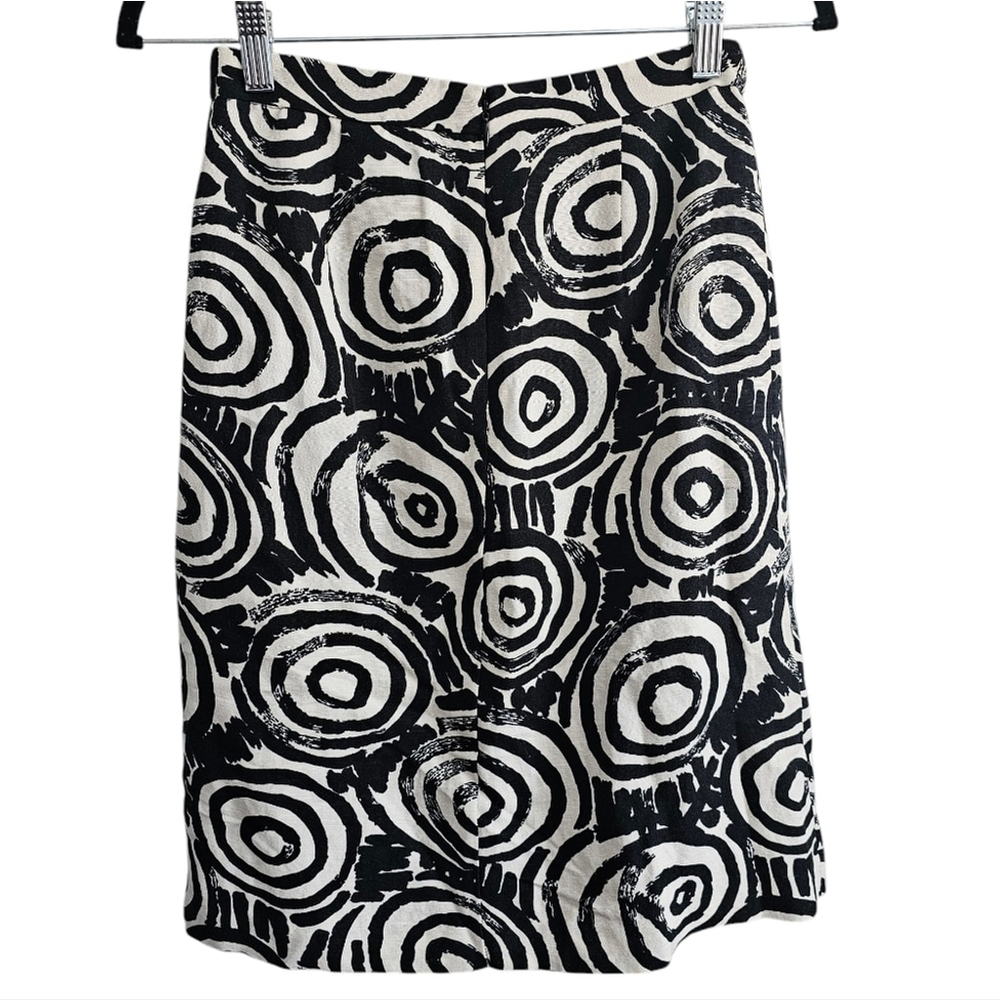 Clements Ribeiro Floral High Waisted Pencil Skirt, Lined, Linen Blend Size 4
